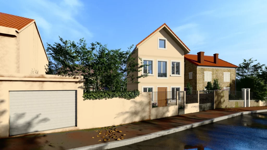 Visualisation 3D d’un projet de maison neuve avec permis de construire purgé