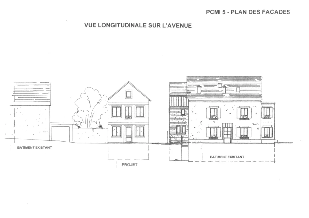Plan des façades pour un projet de construction validé par les Architectes des Bâtiments de France