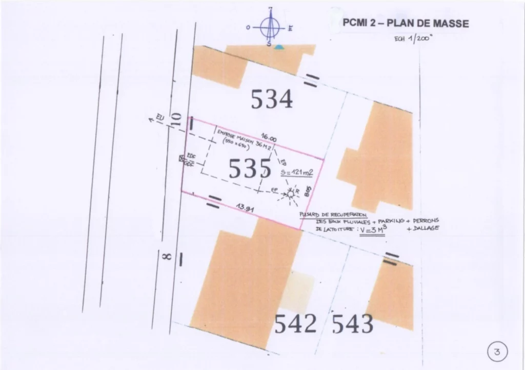Plan de masse d’un projet immobilier avec permis de construire en zone ABF
